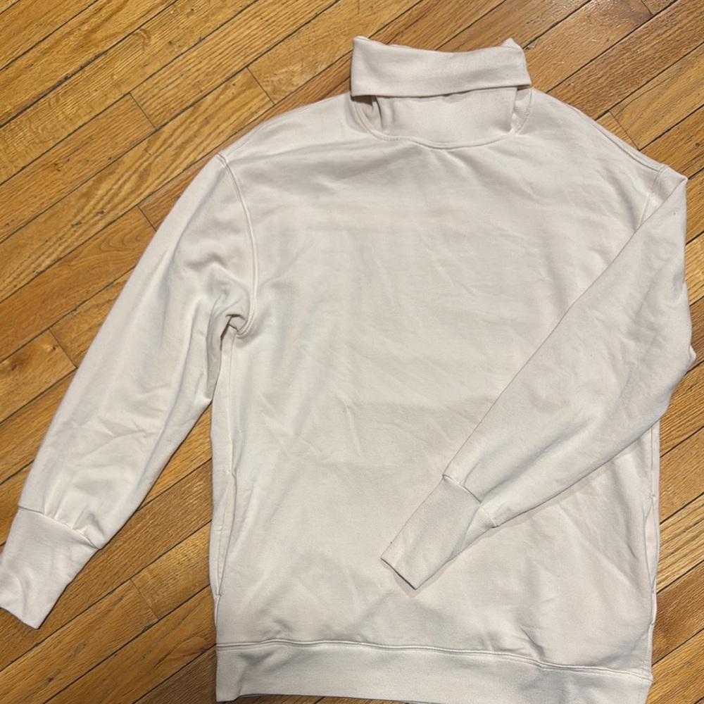 Athleta Cream Cowl Neck Sweater Soft Knit Long Sleeves